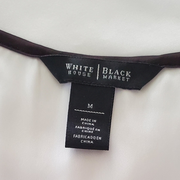 White House Black Market White Sleeveless Sheer Lace Beaded Neckline Top Size M - Picture 3 of 7